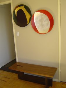 Japanese Bench with Artistic Wall Plates 225